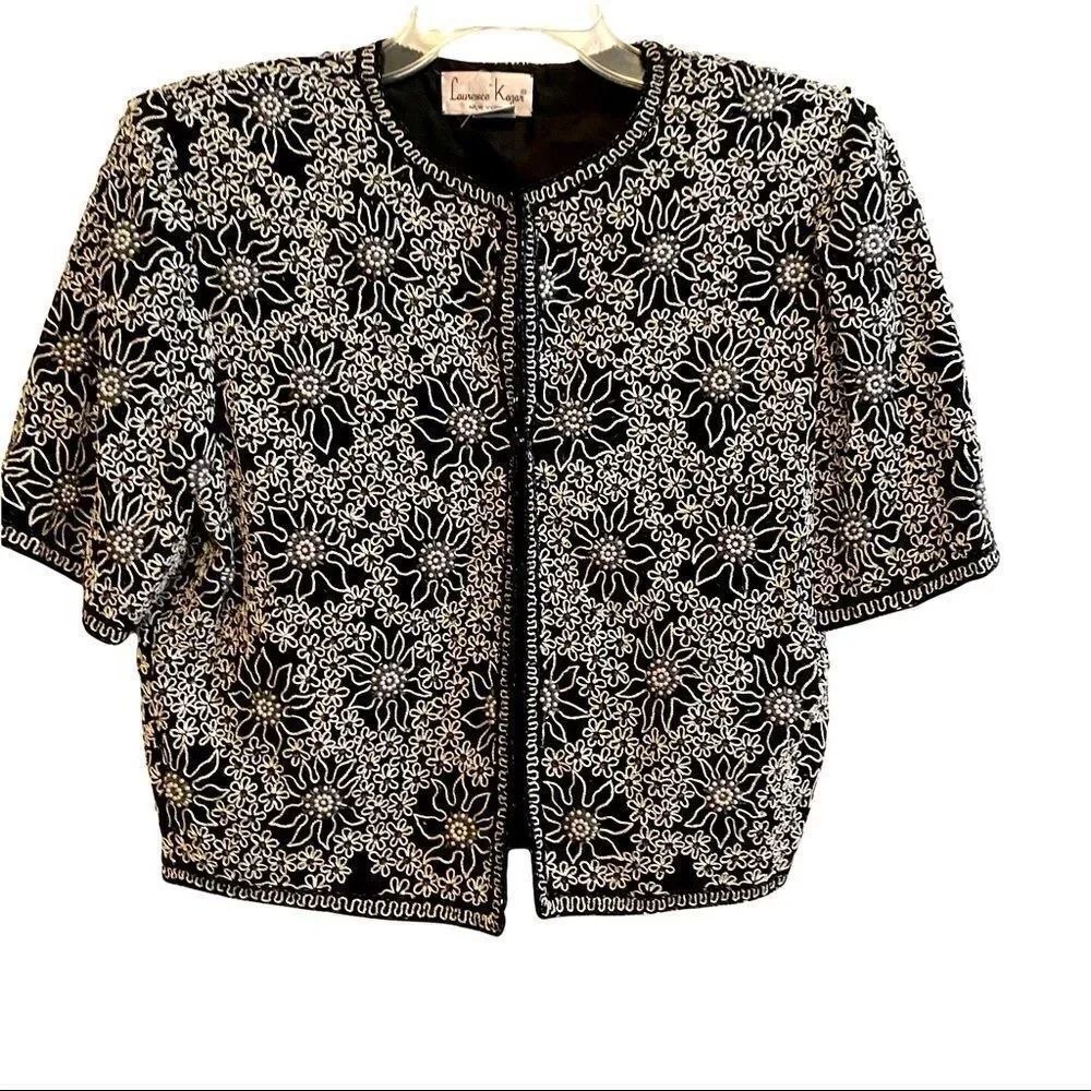Lawrence Kagar Embroidered Beaded Vintage Jacket Top Sz L